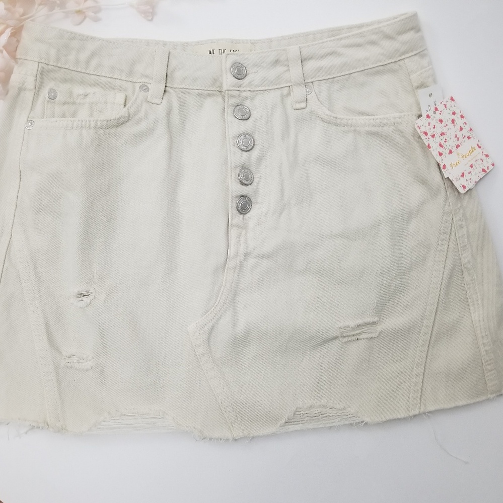 Free People White Denim Mini Skirt - Picture 5 of 6